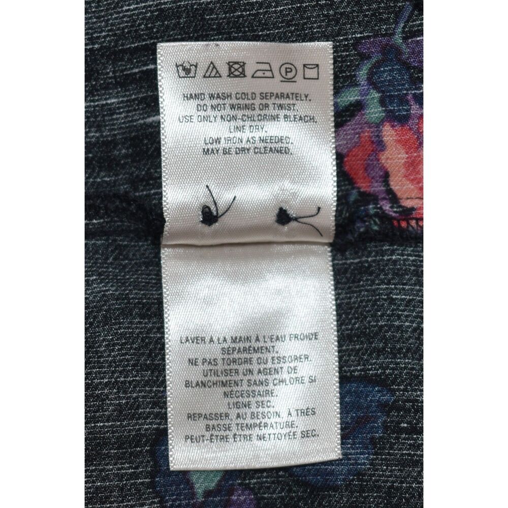 Maeve Anthropologie Gardenia Boat Neck Top Black Multi Color Floral Large - Picture 8 of 9